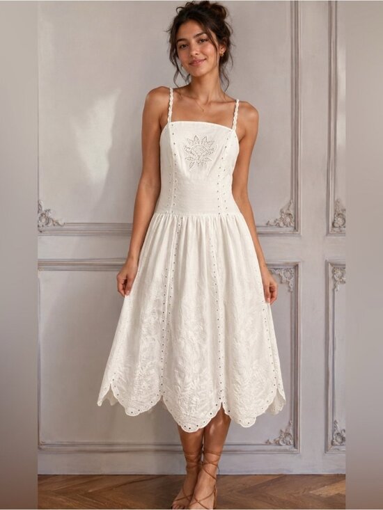 Anthropologie Dresses & Skirts - House Of Harlow 1960 white embroidered cotton midi dress size L